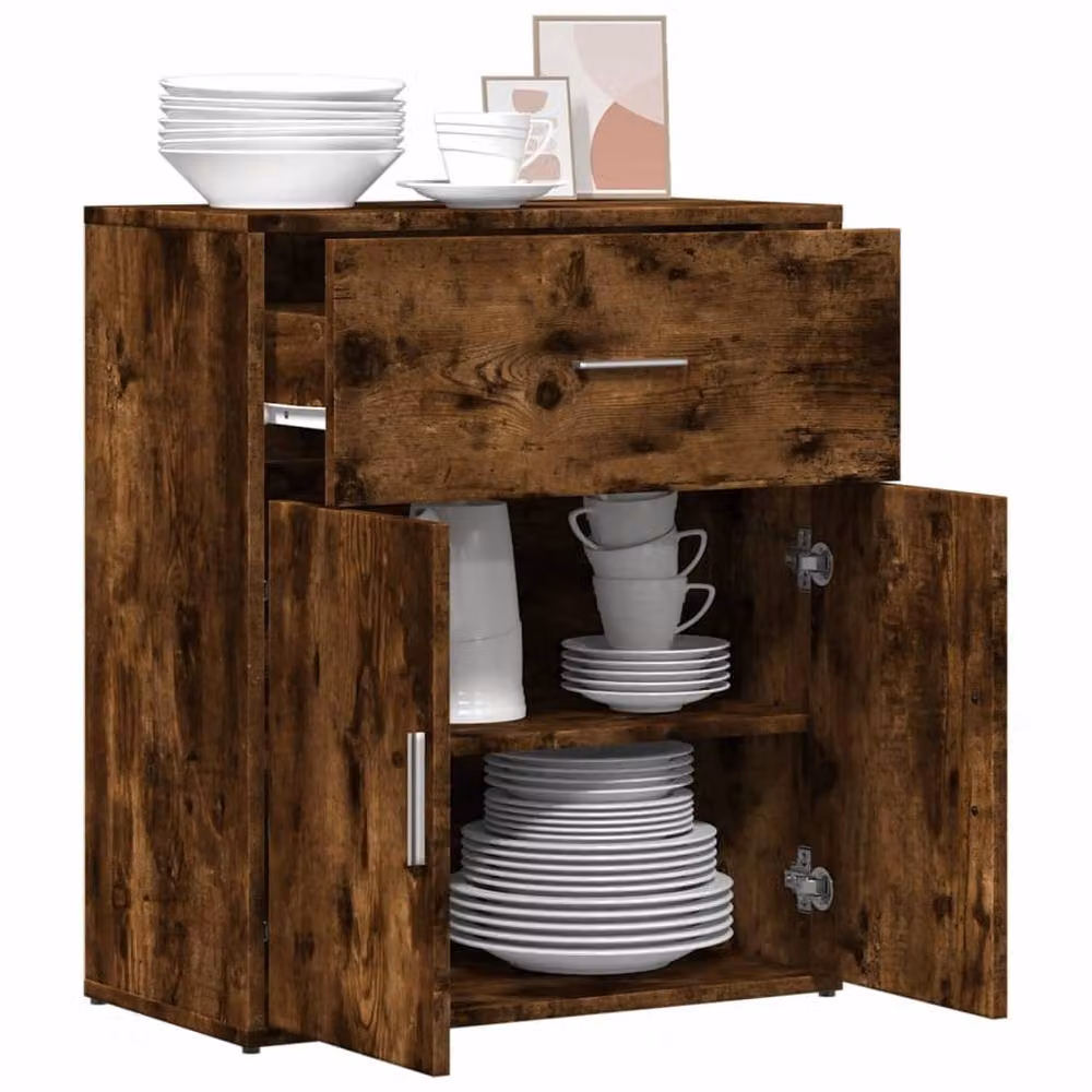 Berkfield Home Modern Smoked Oak Sideboard in Brown, W/D/H: 60 x 31 x 70 cm – 4
