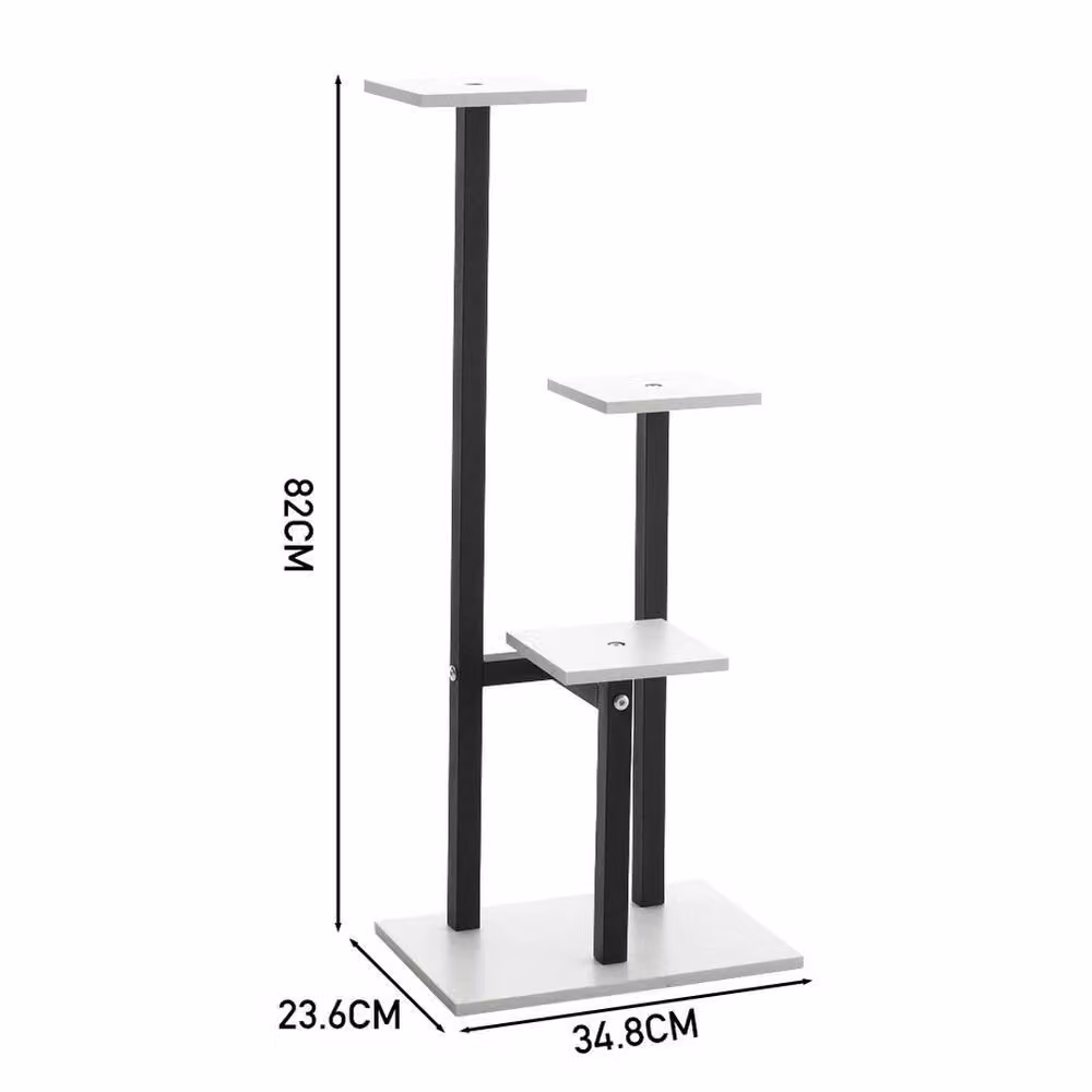 EONLION 3-Tier Metal and MDF Plant Display Stand in Matt Black – 2