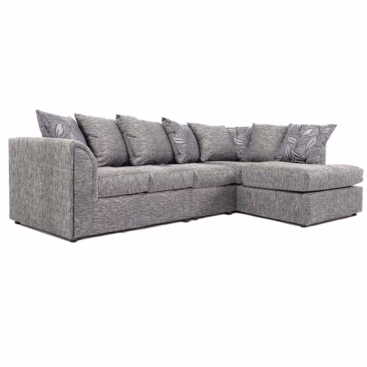 Furnishings For Less UK Byron Dundee Chenille Fabric 5 Seater L Shaped Corner Sofa in Grey, Right Hand Facing – 2