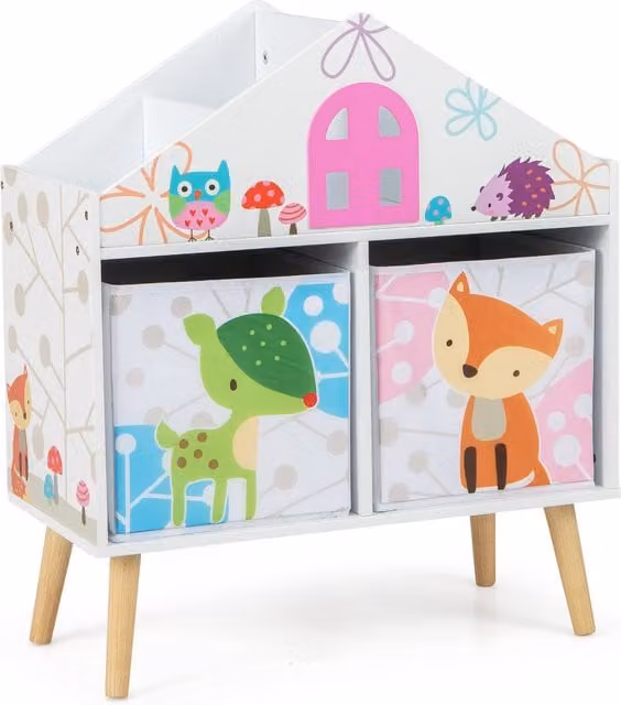 COSTWAY House-shaped Childrens Bookshelf in White with Adjustable Shelves and Back Panel