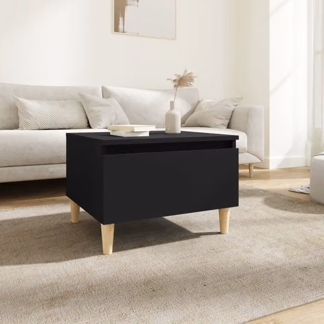 Berkfield Home Black Side Table in Engineered Wood, W/D/H: 50 x 46 x 35 cm – 1