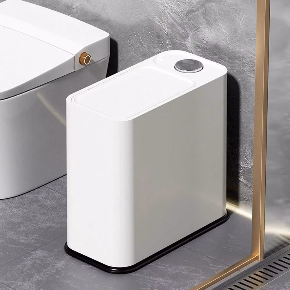 EONLION 16L White Plastic Bathroom Bin with Push Lid – 3