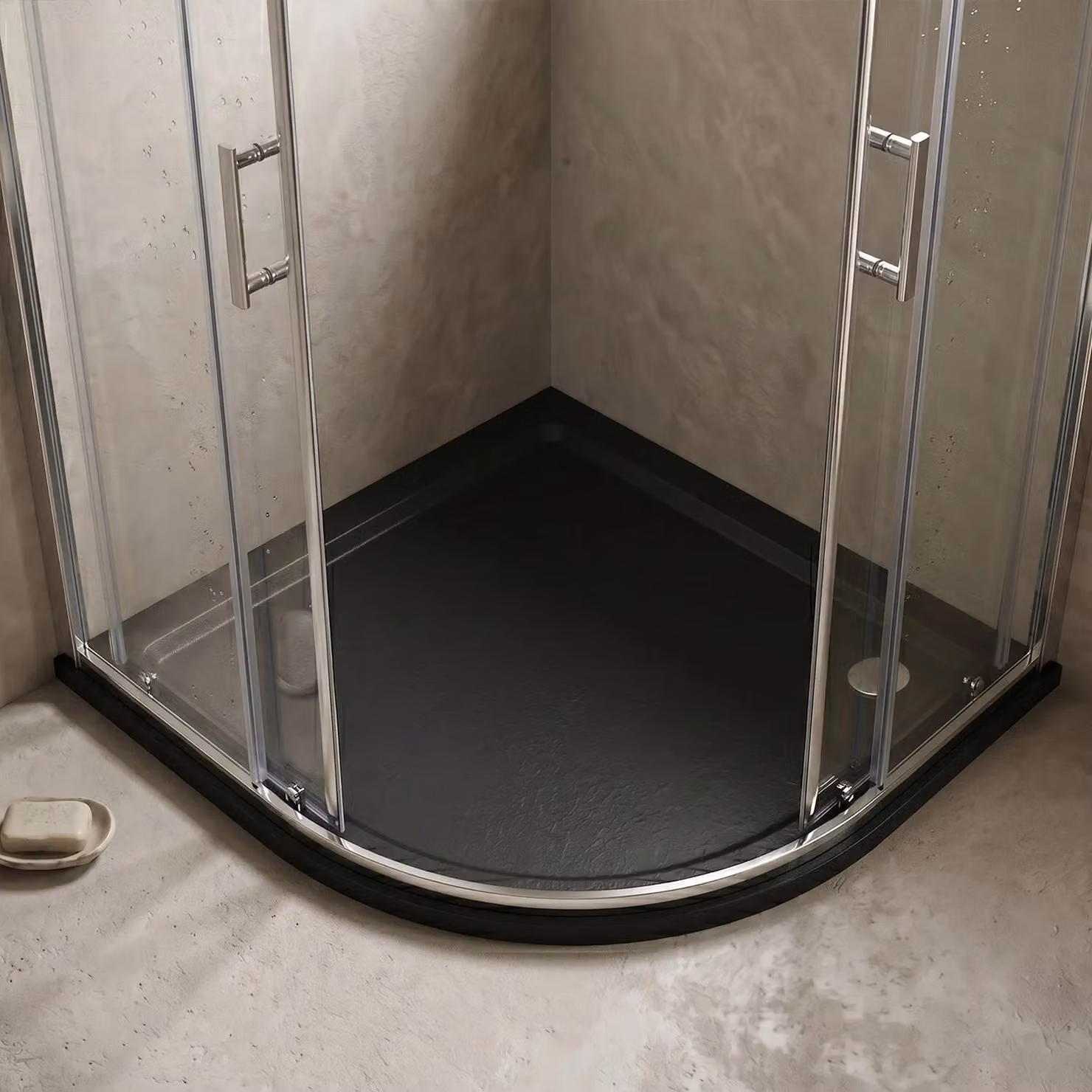 Balterley Premium Left Hand Offset Quadrant Shower Tray in Grey W/D: 80 x 90 cm – 4