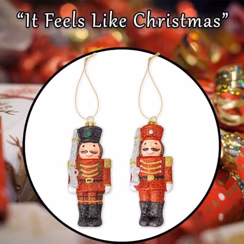 VFM e-Store Red Glitter Soldier Nutcracker Christmas Tree Hanging Ornament, H 14.5 x W 6 x D 3.5 cm – 8