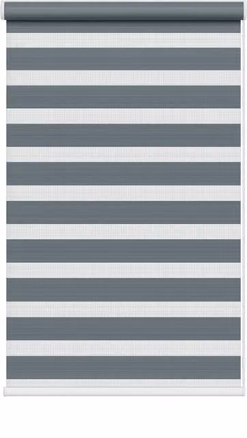 NewEdgeBlinds Day and Night Zebra Roller Blind, Grey and White, W: 60 cm, H: 165 cm