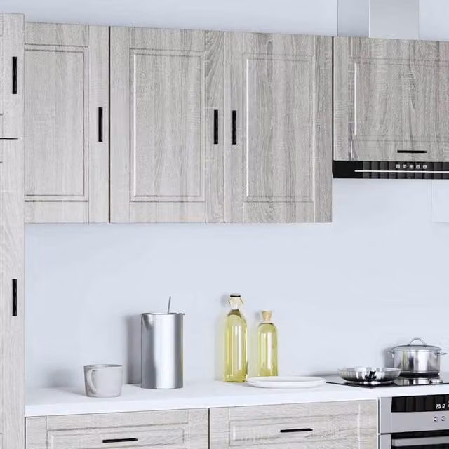 Berkfield Home Porto Grey Sonoma Kitchen Wall Cabinet with Internal Shelves and Hinged Doors, W/D/H: 60.0 x 31.0 x 80.0 cm
