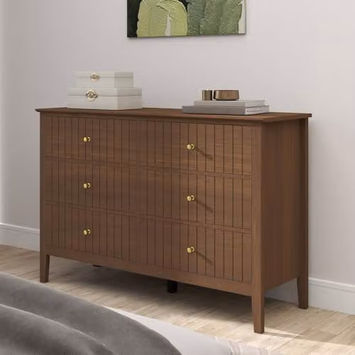Melody Maison Large 6 Drawer Chest of Drawers in Brown, Black and Gold, H x W x D: 79 x 120 x 40 cm – 1