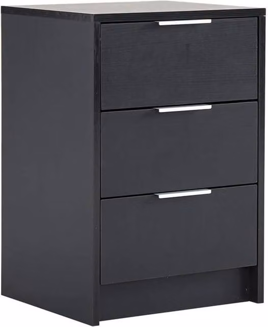 NESTLUNE Black 3 Drawer Modern Bedroom Storage Unit W: 100 cm, D: 15 cm, H: 15 cm