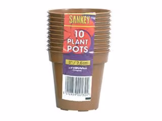 Sankey Brown Plastic Planter Pot Pack of 10, 8 cm