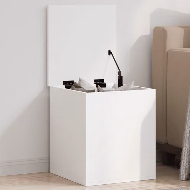 Berkfield Home White MDF Storage Box with Soft Close Lid, W/D/H: 40 x 42 x 46 cm