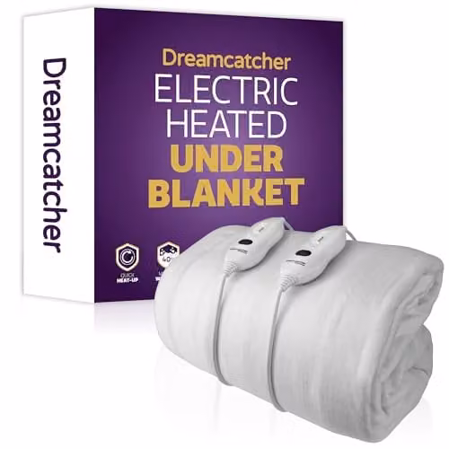 Dreamcatcher Luxury Polyester Fully Fitted Electric Under Blanket in White, Super King – 1