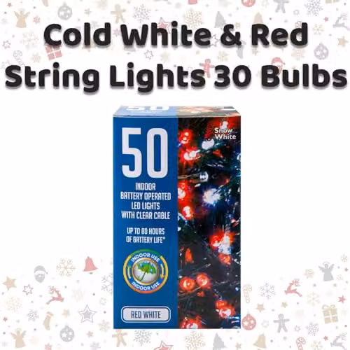 VFM e-Store Christmas String Lights with 30 Bulbs in White, Red and Multicolour – 2