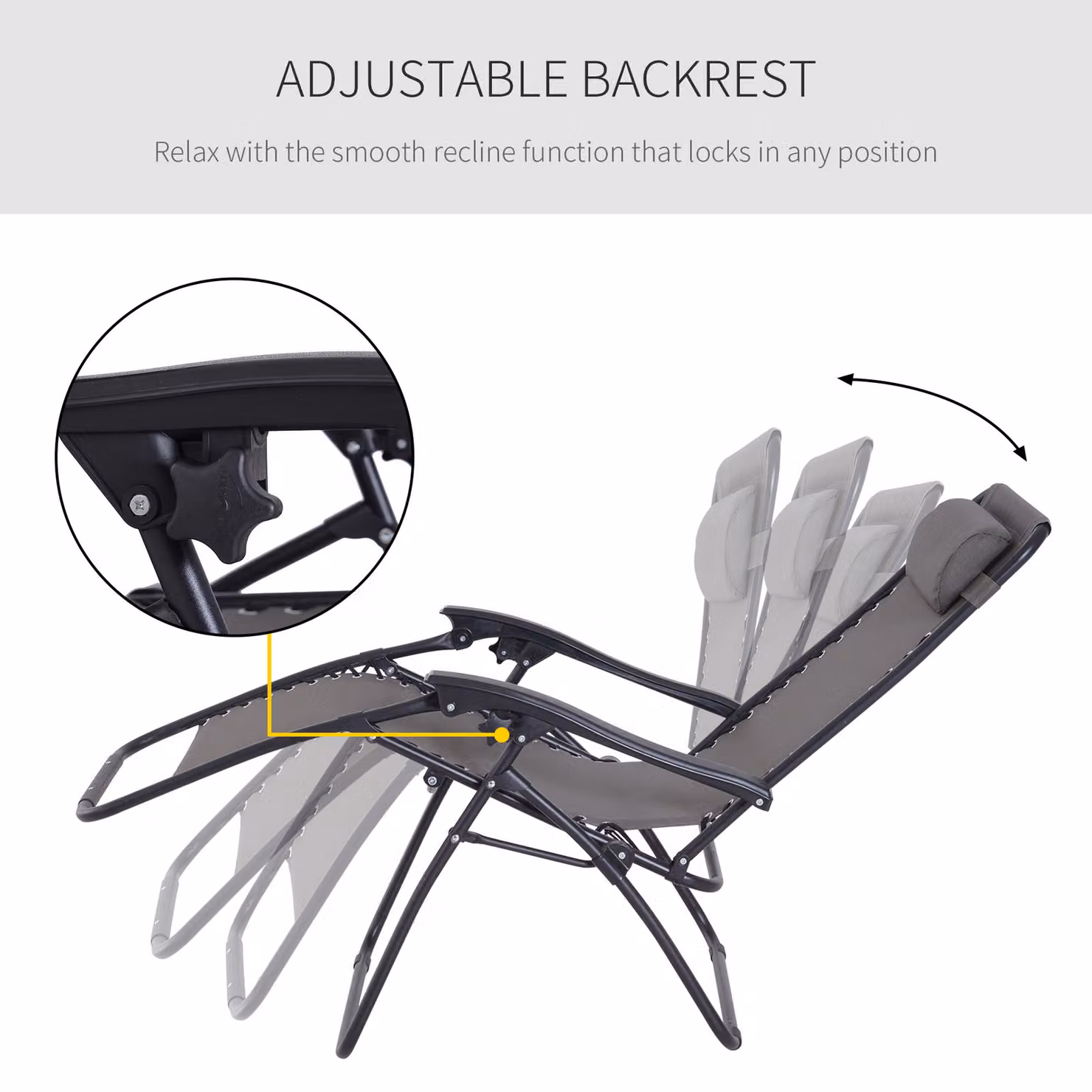 Outsunny Zero Gravity Reclining Chair in Grey with Adjustable Headrest and Armrests – 6