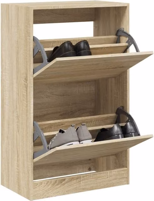 Berkfield Home Shoe Cabinet in Brown Sonoma Oak, W/D/H: 60 x 34 x 96.5 cm – 1