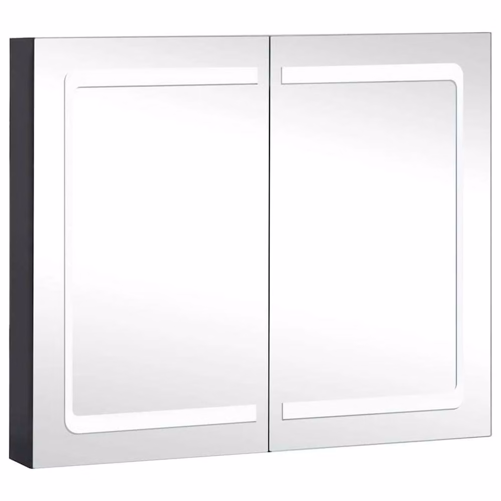 Berkfield Home LED Bathroom Mirror Cabinet in Black, W/D/H: 80 x 12.2 x 68 cm – 1