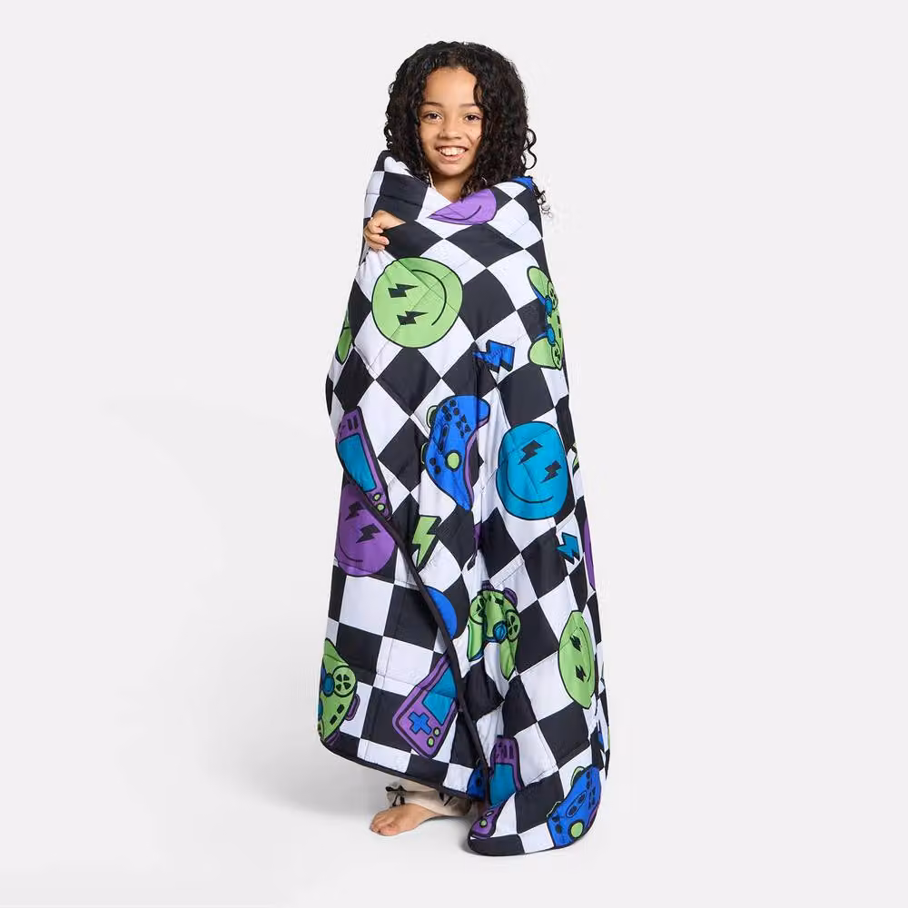 OHS Kids Checkerboard 3kg Weighted Sensory Sleep Quilted Throw in Multicolour – 2