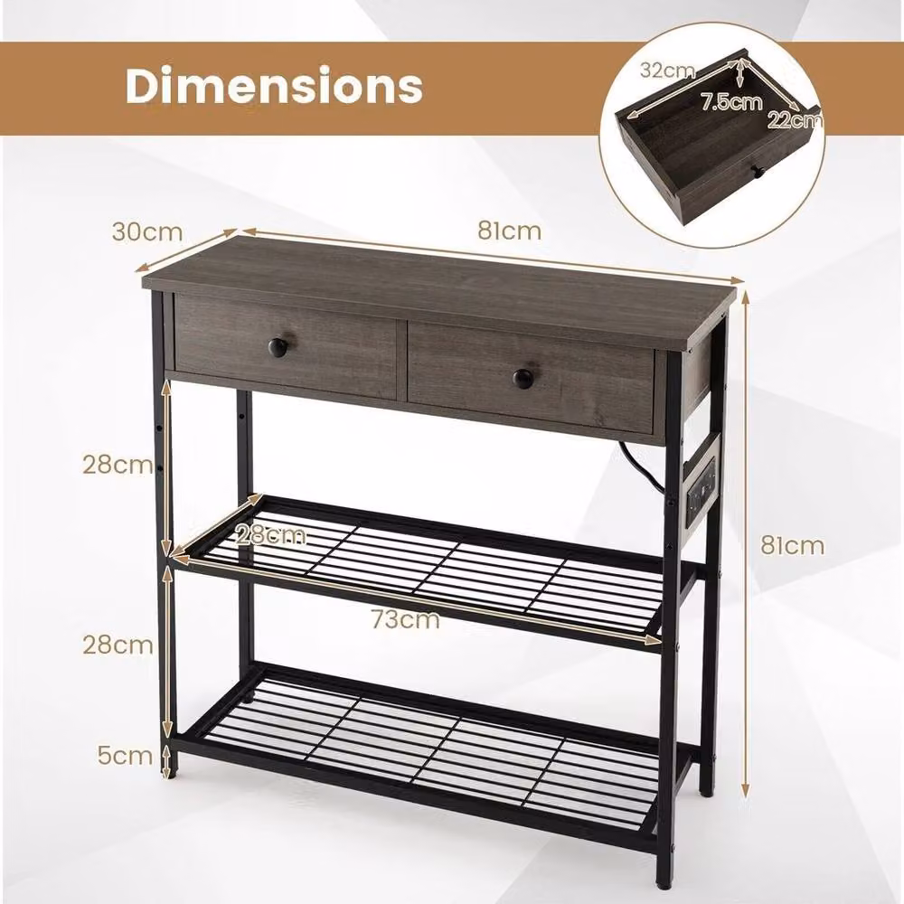 Kelvenix Industrial Metal Entryway Console Table in Grey, W/D/H: 81 x 1 x 81 cm – 2