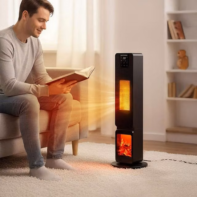 Livingandhome Electric Tower Heater with Remote Control, Black