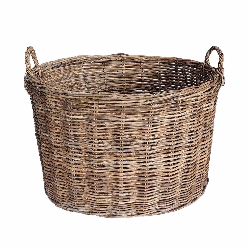 Dibor Azara Oval Log Basket XXL in Natural Brown Rattan, H56 x L71 x W57 cm – 2