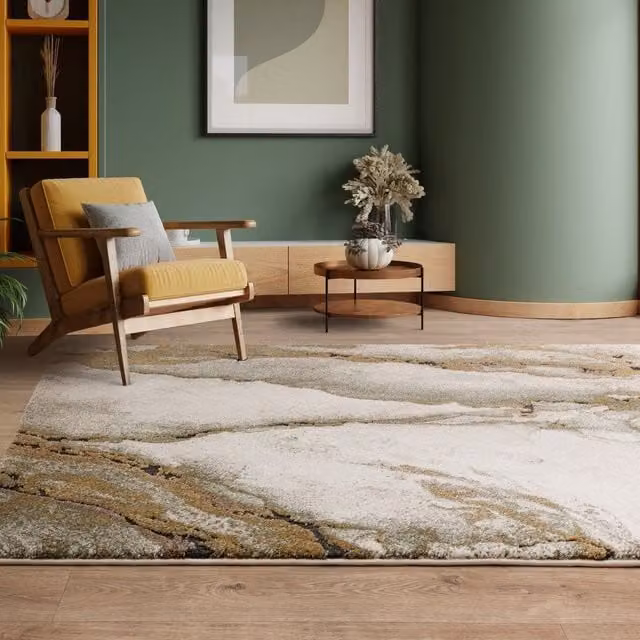 The Rug Shop UK Modern Abstract Beige Polypropylene Area Rug W: 200 cm, D: 290 cm – 1