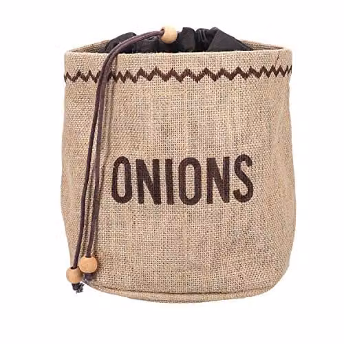 KitchenCraft Natural Elements Onion Bag with Blackout Lining in Brown Hessian – 1