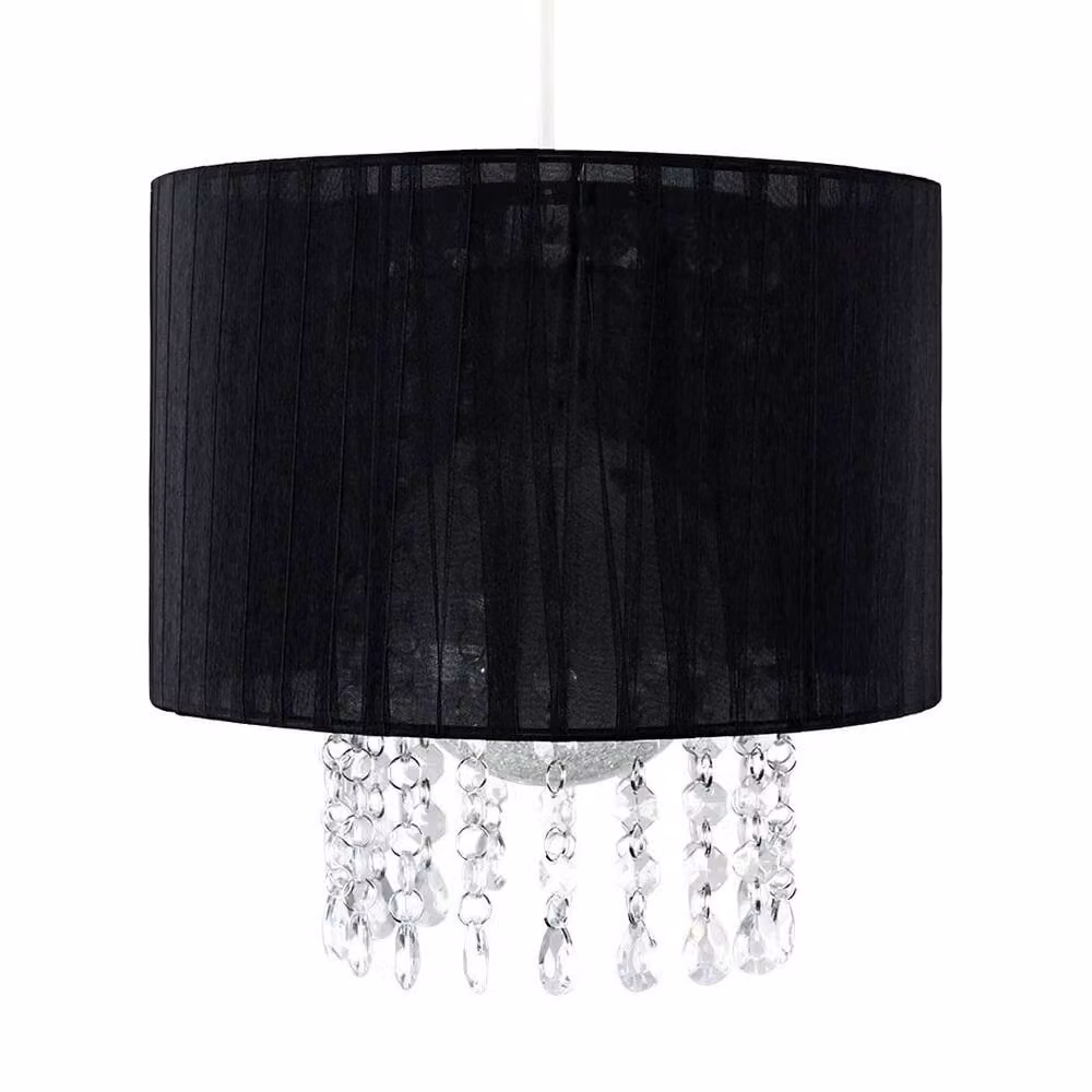 SPETLEK Modern Black Fabric Cylinder Ceiling Light Shade, Easy Fit – 2
