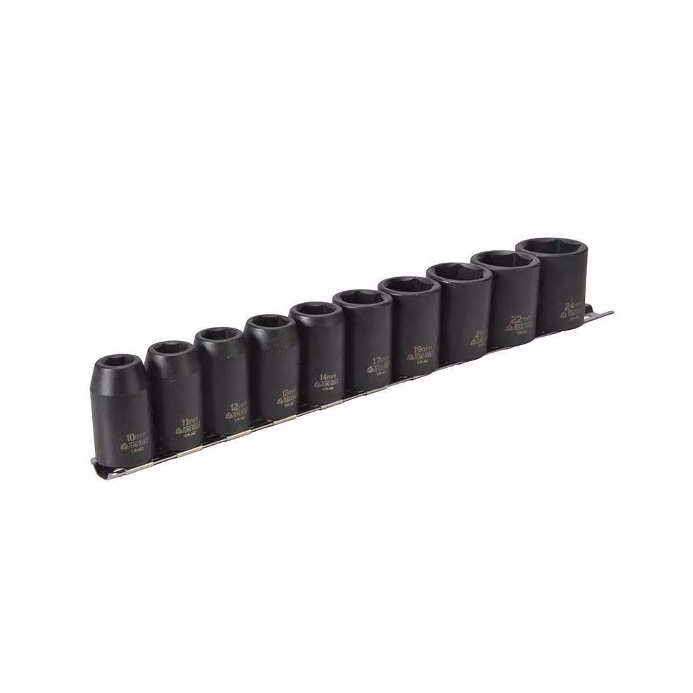 Teng Tools 10 Piece Metric Impact Socket Set, 1/2 Inch Drive, Black – 2