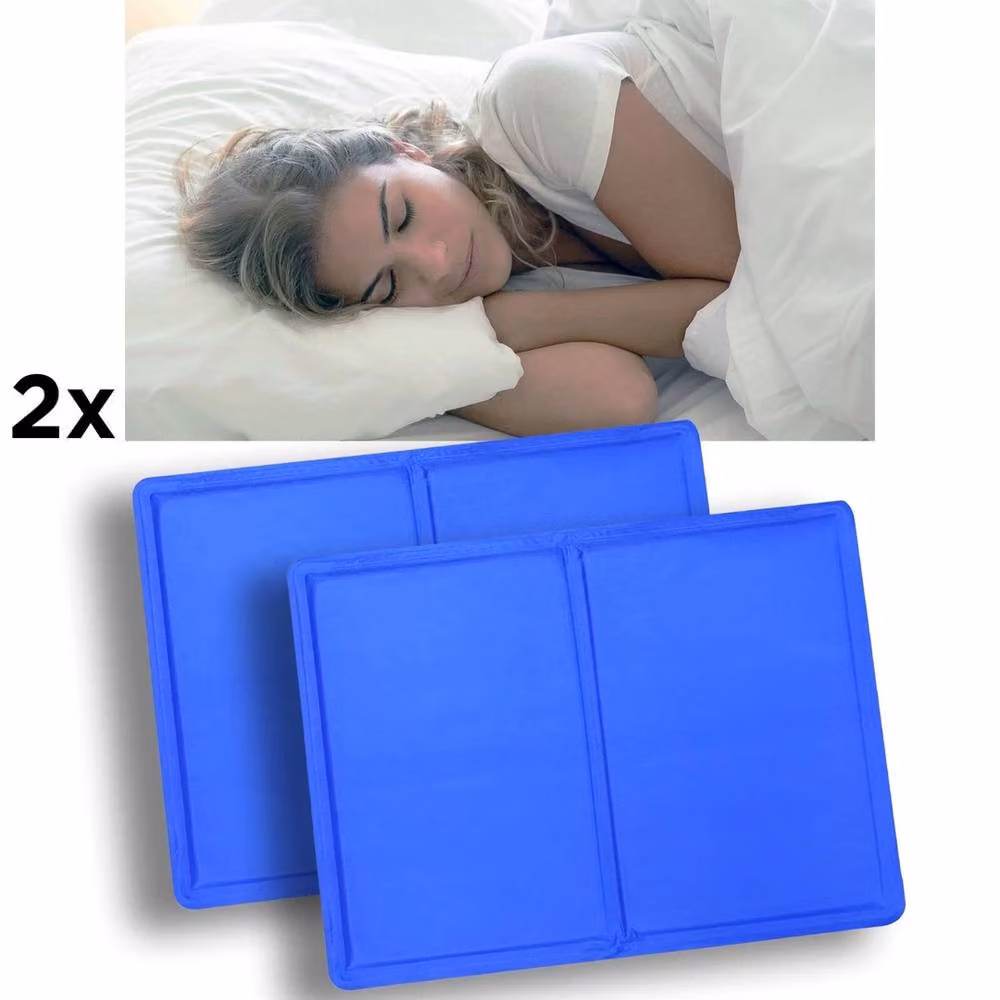 NESTLUNE 2 Pack Magic Cool Gel Pillow Cushion Mat, Blue, Cot Size – 2