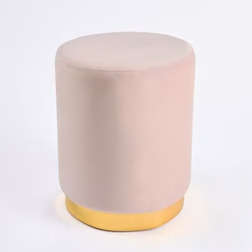 OHS Matt Velvet Dressing Chair Ottoman with Gold Metal Base in Pink – 3
