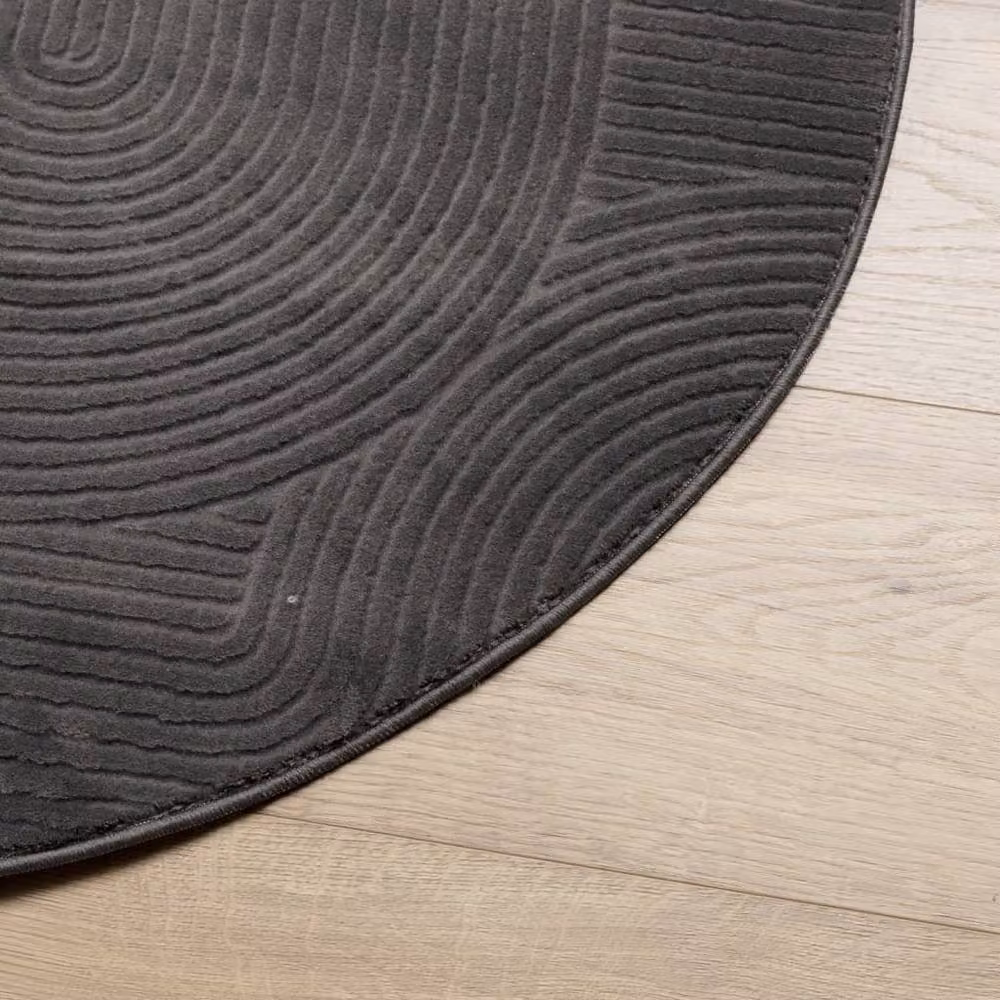 Berkfield Home IZA Round Short Pile Scandinavian Style Rug in Anthracite Grey, Diameter: 200 cm – 2