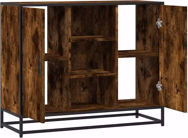 Berkfield Home Smoked Oak Sideboard in Brown, W/D/H: 92 x 35 x 76 cm