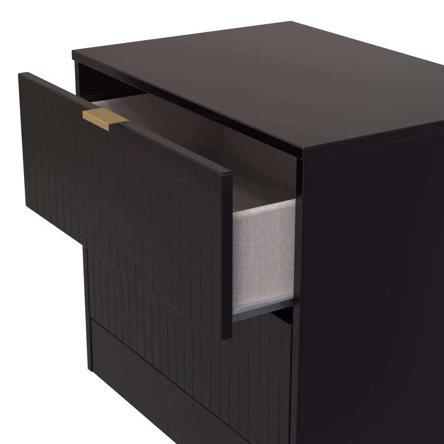 Ready Assembled 2 U Denver 2 Drawer Side Table in True Black – 4