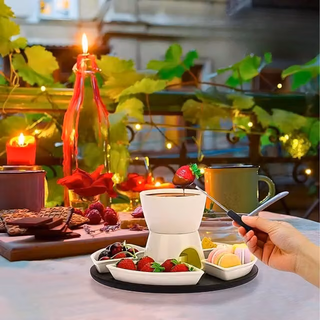 Marco Paul 9 Piece Chocolate Fondue Set in White