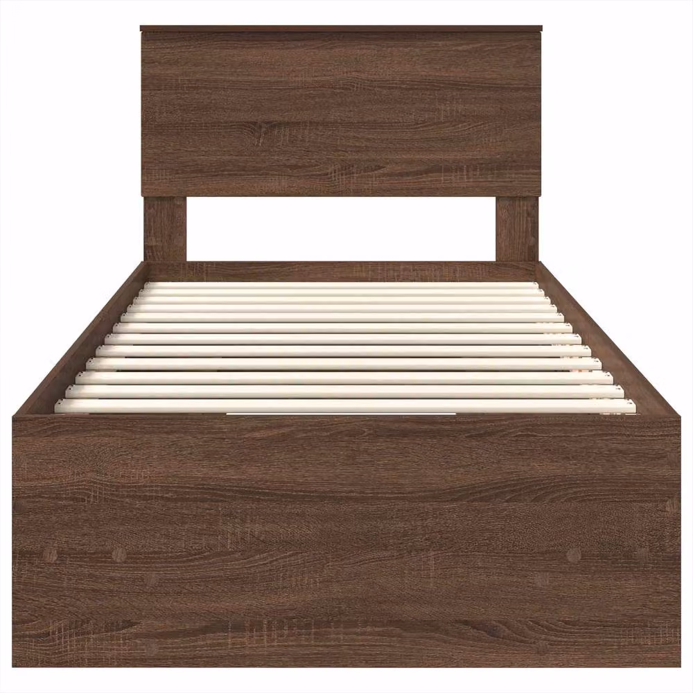 Berkfield Home Modern Bed Frame with Headboard in Brown Oak, W: 80 cm, L: 200 cm, Engineered Wood – 3