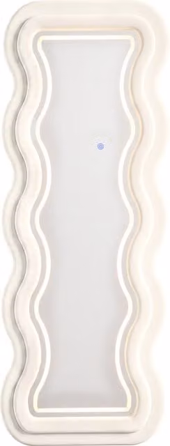 HOMCOM Wavy Full Length Mirror with Velvet Frame and Tempered Glass, White, W: 60 cm, H: 160 cm