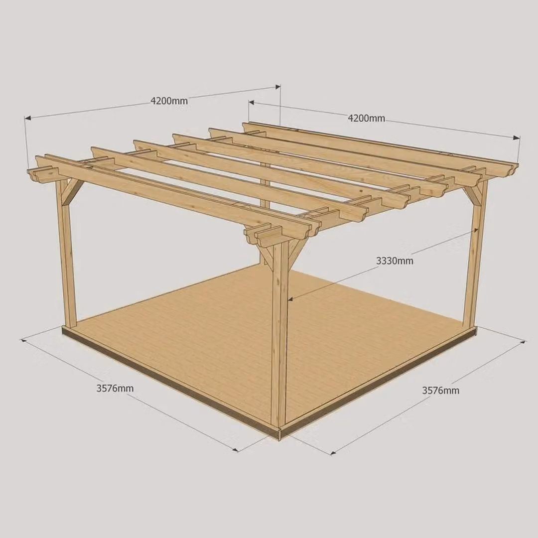 Rutland County Garden Furniture Ltd Double Garden Pergola and Decking Kit in Light Green, W: 420 cm, D: 420 cm, H: 333 cm – 3