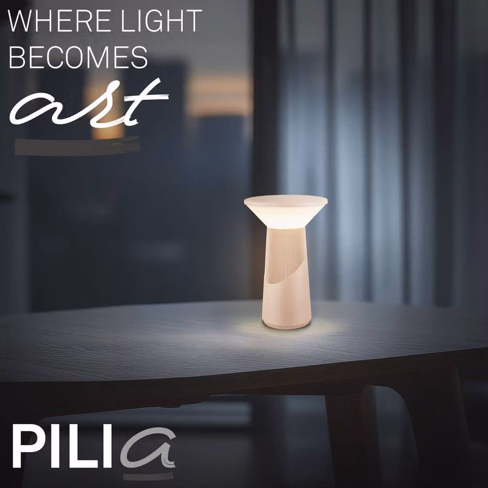 Briloner Pilia Rechargeable LED Table Lamp, Beige, H 24 cm x W 15 cm, IP44 Dimmable Touch Light – 3