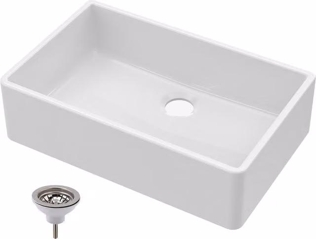 Balterley White Fireclay Butler Sink with Central Waste, W: 79.5 cm, D: 50 cm, H: 22 cm