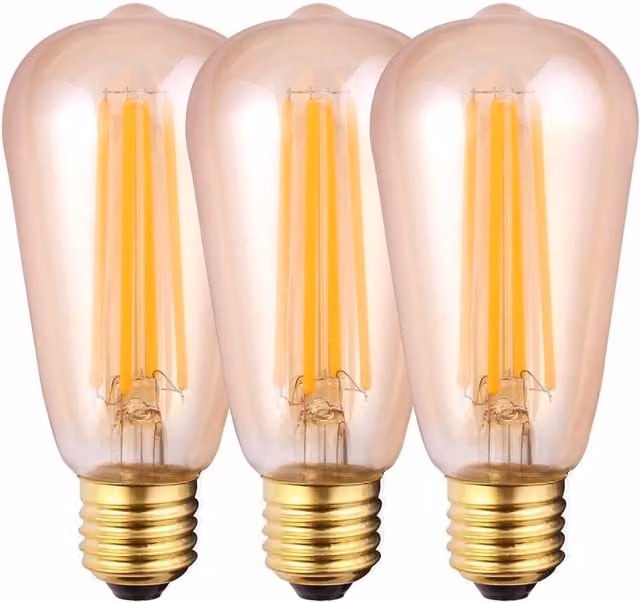 Harper Living 8W ST64 E27 LED Vintage Amber Warm White Dimmable Glass Bulb, Pack of 3