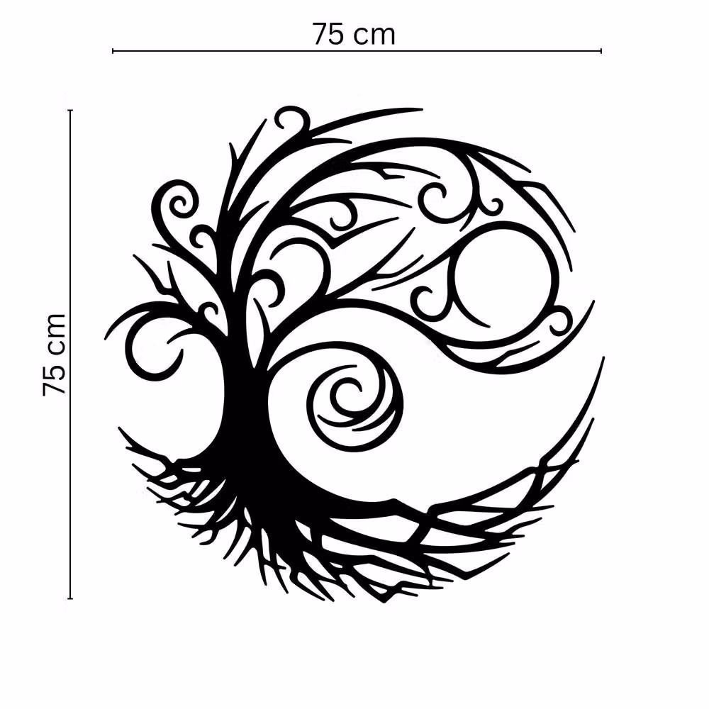 Decortie Tree of Life Metal Wall Decor, Black, 75 x 75 cm – 3