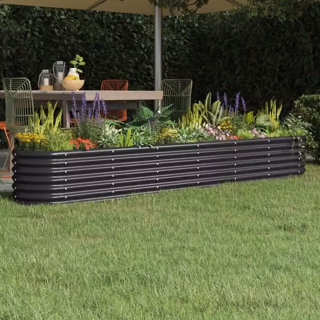 Berkfield Home Garden Anthracite Black Powder-coated Steel Raised Bed W/D/H: 260 x 40 x 36 cm – 1