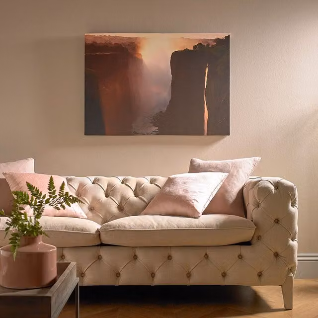 Art for the Home Twilight Peaks Landscape Printed Canvas in Brown