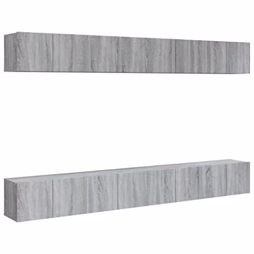 vidaXL Set of 8 Wall-Mounted TV Cabinets in Grey Sonoma, W/D/H: 60 x 30 x 30 cm – 1