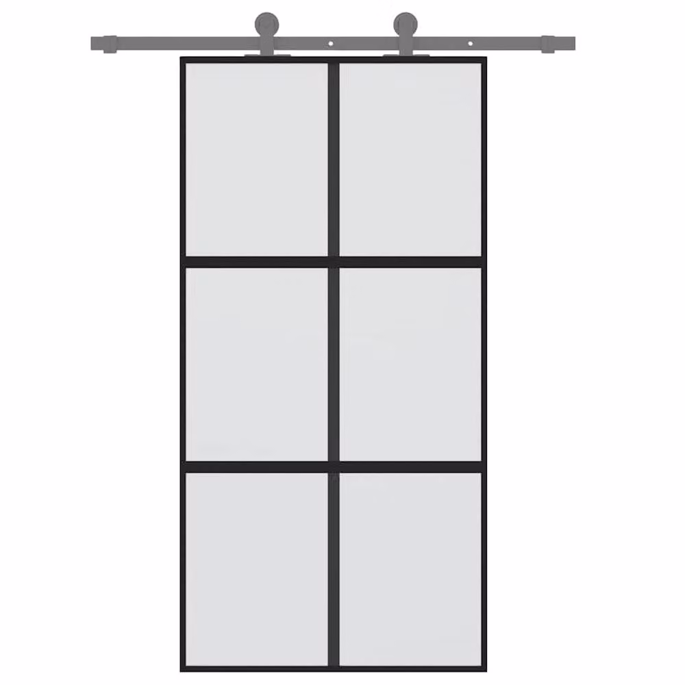 Berkfield Home Minimalist Black Sliding Door with Tempered Glass and Aluminium, W: 102.5 cm, H: 205 cm – 3