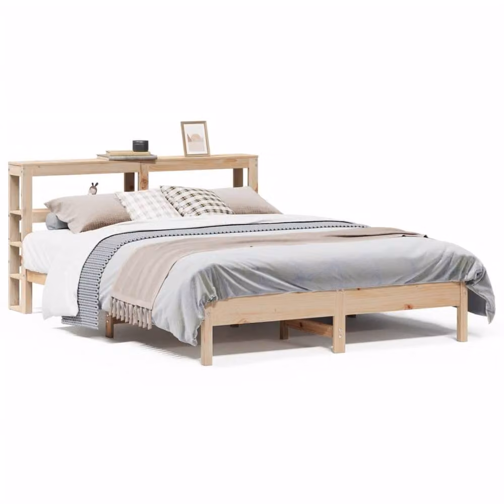 Berkfield Home Rustic Solid Wood Pine Bed Frame in Brown, W/D/H: 140 x 200 cm – 2