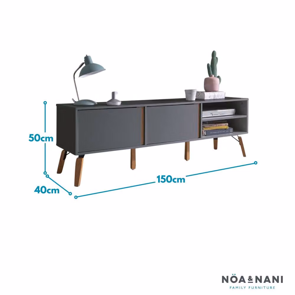 Nöa and Nani Otto Mid-Century Style Grey Pine Wood TV Unit – 5