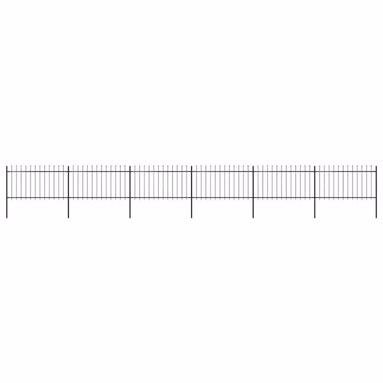 Berkfield Home Elegant Spear Top Steel Garden Fence, Black, W: 10.2 m, H: 1 m