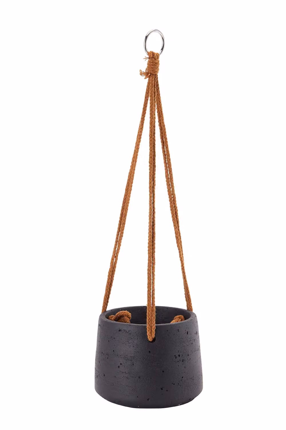 Living and Home Nordic Round Hanging Concrete Planter in Black – 2
