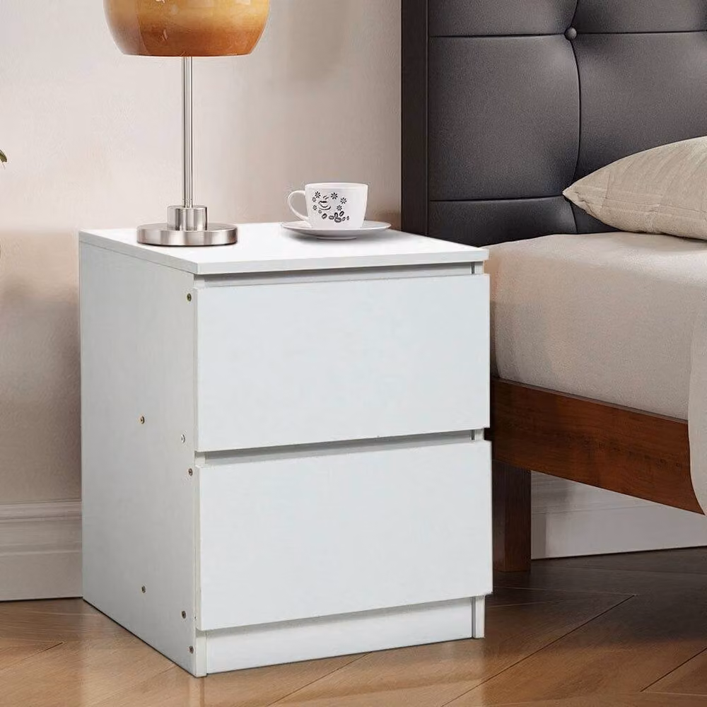 FORGEVIO White 2 Drawer Bedside Table Cabinet – 2