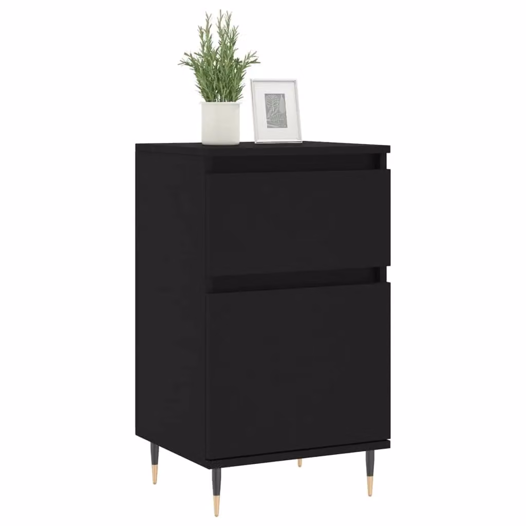 Berkfield Home Set of 2 Classic Black Matt Sideboards in Engineered Wood, W/D/H: 40 x 35 x 70 cm – 3